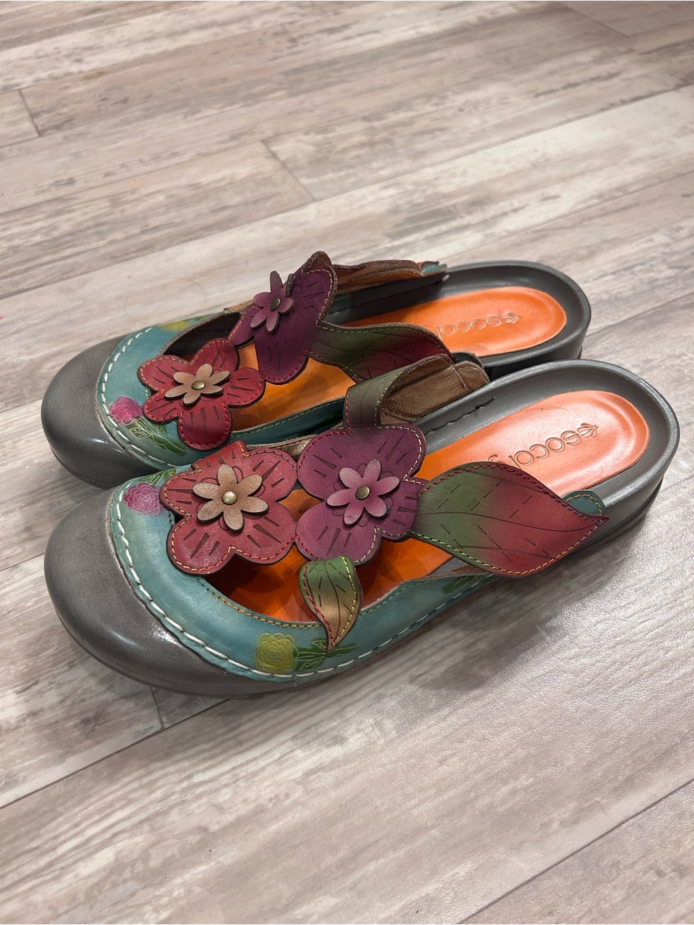 Socofy Colorful Floral Slip On Mules - Picture 3 of 9